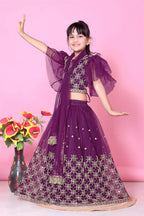 Girls Net Lehenga Choli Embroidered Party Wear Ethnic Dress Kids Wedding