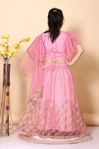 Girls Net Lehenga Choli Embroidered Party Wear Ethnic Dress Kids Wedding