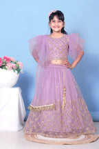 Girls Net Lehenga Choli Embroidered Party Wear Ethnic Dress Kids Wedding