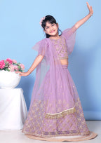 Girls Net Lehenga Choli Embroidered Party Wear Ethnic Dress Kids Wedding
