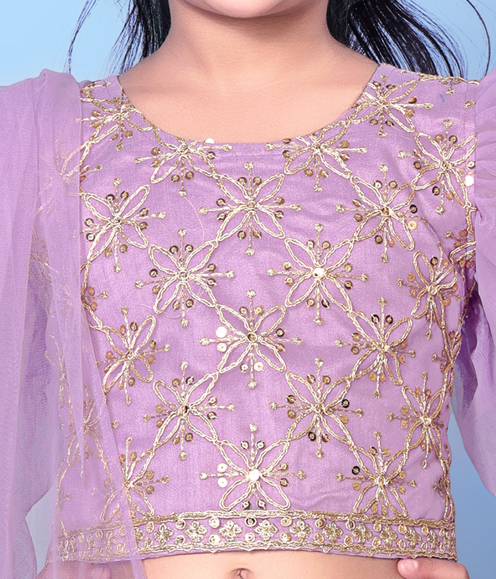 Girls Net Lehenga Choli Embroidered Party Wear Ethnic Dress Kids Wedding