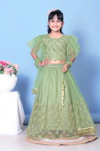 Girls Net Lehenga Choli Embroidered Party Wear Ethnic Dress Kids Wedding