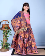 Girls Designer Floral Lehenga Choli Set with Dupatta – Silk Festive Party Wear Ethnic Outfit for Kids