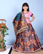 Girls Designer Floral Lehenga Choli Set with Dupatta – Silk Festive Party Wear Ethnic Outfit for Kids