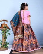 Girls Designer Floral Lehenga Choli Set with Dupatta – Silk Festive Party Wear Ethnic Outfit for Kids