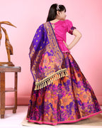Girls Designer Floral Lehenga Choli Set with Dupatta – Silk Festive Party Wear Ethnic Outfit for Kids