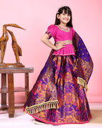 Girls Designer Floral Lehenga Choli Set with Dupatta – Silk Festive Party Wear Ethnic Outfit for Kids