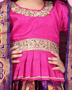 Girls Designer Floral Lehenga Choli Set with Dupatta – Silk Festive Party Wear Ethnic Outfit for Kids
