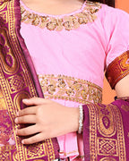 Girls Designer Floral Lehenga Choli Set with Dupatta – Silk Festive Party Wear Ethnic Outfit for Kids