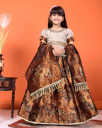 Girls Designer Floral Lehenga Choli Set with Dupatta – Silk Festive Party Wear Ethnic Outfit for Kids