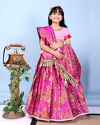 Girls Designer Floral Lehenga Choli Set with Dupatta – Silk Festive Party Wear Ethnic Outfit for Kids