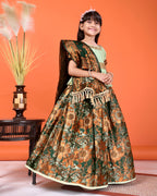 Girls Designer Floral Lehenga Choli Set with Dupatta – Silk Festive Party Wear Ethnic Outfit for Kids