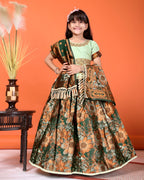 Girls Designer Floral Lehenga Choli Set with Dupatta – Silk Festive Party Wear Ethnic Outfit for Kids