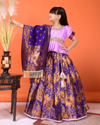 Girls Designer Floral Lehenga Choli Set with Dupatta – Silk Festive Party Wear Ethnic Outfit for Kids