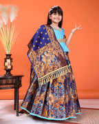 Girls Designer Floral Lehenga Choli Set with Dupatta – Silk Festive Party Wear Ethnic Outfit for Kids