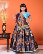 Girls Designer Floral Lehenga Choli Set with Dupatta – Silk Festive Party Wear Ethnic Outfit for Kids