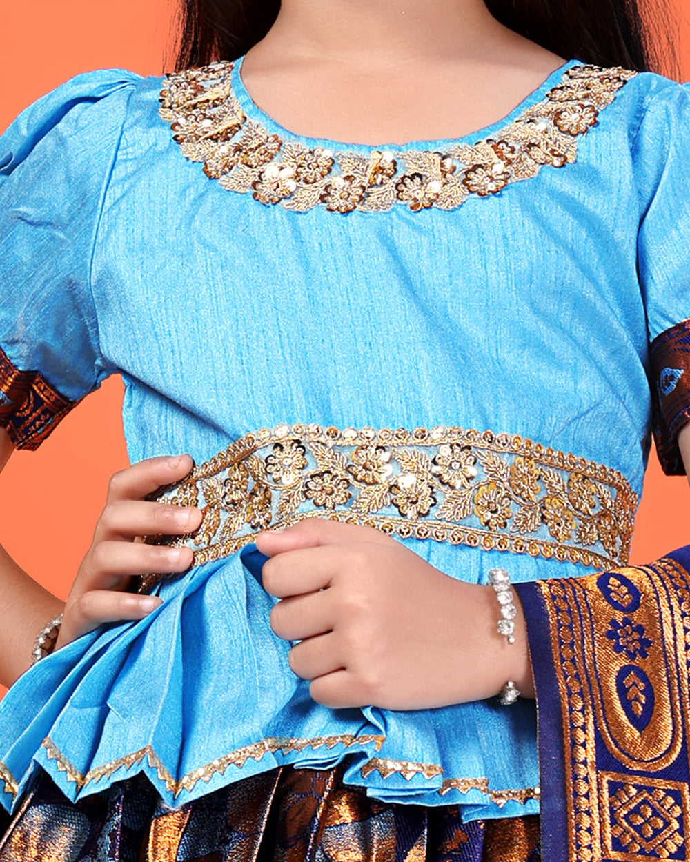 Girls Designer Floral Lehenga Choli Set with Dupatta – Silk Festive Party Wear Ethnic Outfit for Kids