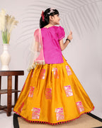 Girls Silk Lehenga Choli Set with Dupatta – Designer Festive Ethnic Wear for Kids Wedding, Party & Navratri Outfit