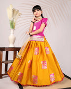 Girls Silk Lehenga Choli Set with Dupatta – Designer Festive Ethnic Wear for Kids Wedding, Party & Navratri Outfit