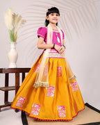 Girls Silk Lehenga Choli Set with Dupatta – Designer Festive Ethnic Wear for Kids Wedding, Party & Navratri Outfit