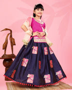 Girls Silk Lehenga Choli Set with Dupatta – Designer Festive Ethnic Wear for Kids Wedding, Party & Navratri Outfit