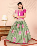 Girls Silk Lehenga Choli Set with Dupatta – Designer Festive Ethnic Wear for Kids Wedding, Party & Navratri Outfit
