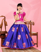 Girls Silk Lehenga Choli Set with Dupatta – Designer Festive Ethnic Wear for Kids Wedding, Party & Navratri Outfit