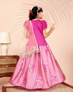 Girls Silk Lehenga Choli Set with Dupatta – Designer Festive Ethnic Wear for Kids Wedding, Party & Navratri Outfit