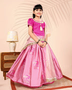 Girls Silk Lehenga Choli Set with Dupatta – Designer Festive Ethnic Wear for Kids Wedding, Party & Navratri Outfit