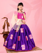 Girls Silk Lehenga Choli Set with Dupatta – Designer Festive Ethnic Wear for Kids Wedding, Party & Navratri Outfit