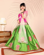 Girls Silk Lehenga Choli Set with Dupatta – Designer Festive Ethnic Wear for Kids Wedding, Party & Navratri Outfit