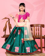 Girls Silk Lehenga Choli Set with Dupatta – Designer Festive Ethnic Wear for Kids Wedding, Party & Navratri Outfit