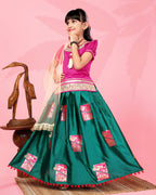 Girls Silk Lehenga Choli Set with Dupatta – Designer Festive Ethnic Wear for Kids Wedding, Party & Navratri Outfit