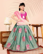 Girls Silk Lehenga Choli Set with Dupatta – Designer Festive Ethnic Wear for Kids Wedding, Party & Navratri Outfit