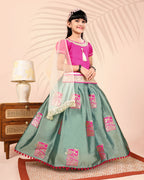 Girls Silk Lehenga Choli Set with Dupatta – Designer Festive Ethnic Wear for Kids Wedding, Party & Navratri Outfit
