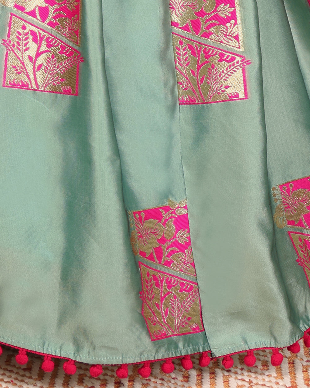 Girls Silk Lehenga Choli Set with Dupatta – Designer Festive Ethnic Wear for Kids Wedding, Party & Navratri Outfit