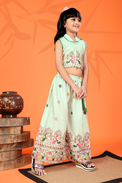 Girls Festive & Party Kurta and Palazzo Set