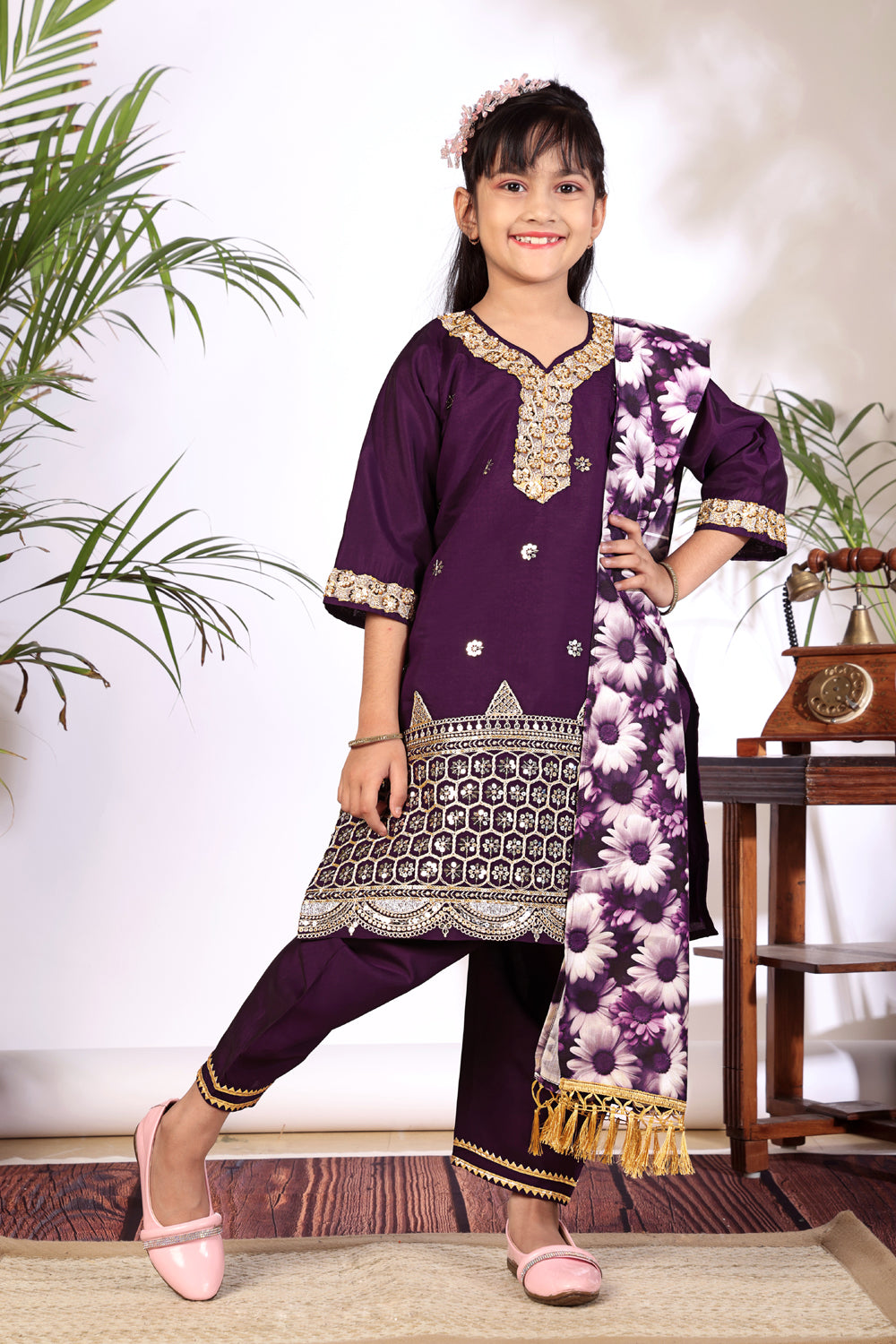 Girls Kurta Patiala Set with Dupatta – Designer Ethnic Wear for Kids Festive, Wedding & Party Outfit