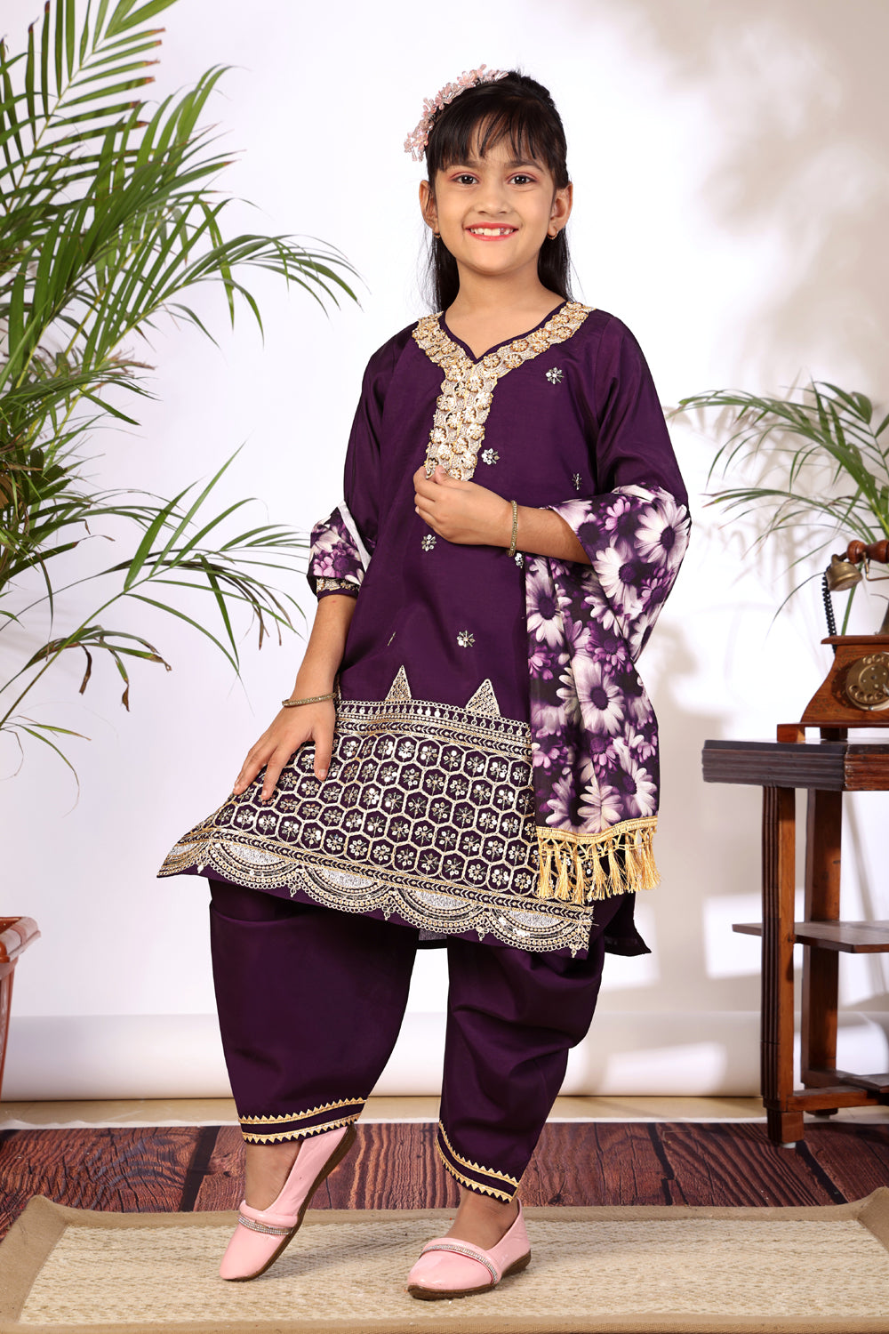 Girls Kurta Patiala Set with Dupatta – Designer Ethnic Wear for Kids Festive, Wedding & Party Outfit