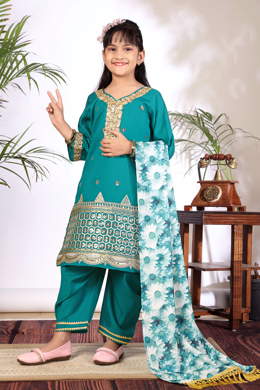 Girls Kurta Patiala Set with Dupatta – Designer Ethnic Wear for Kids Festive, Wedding & Party Outfit