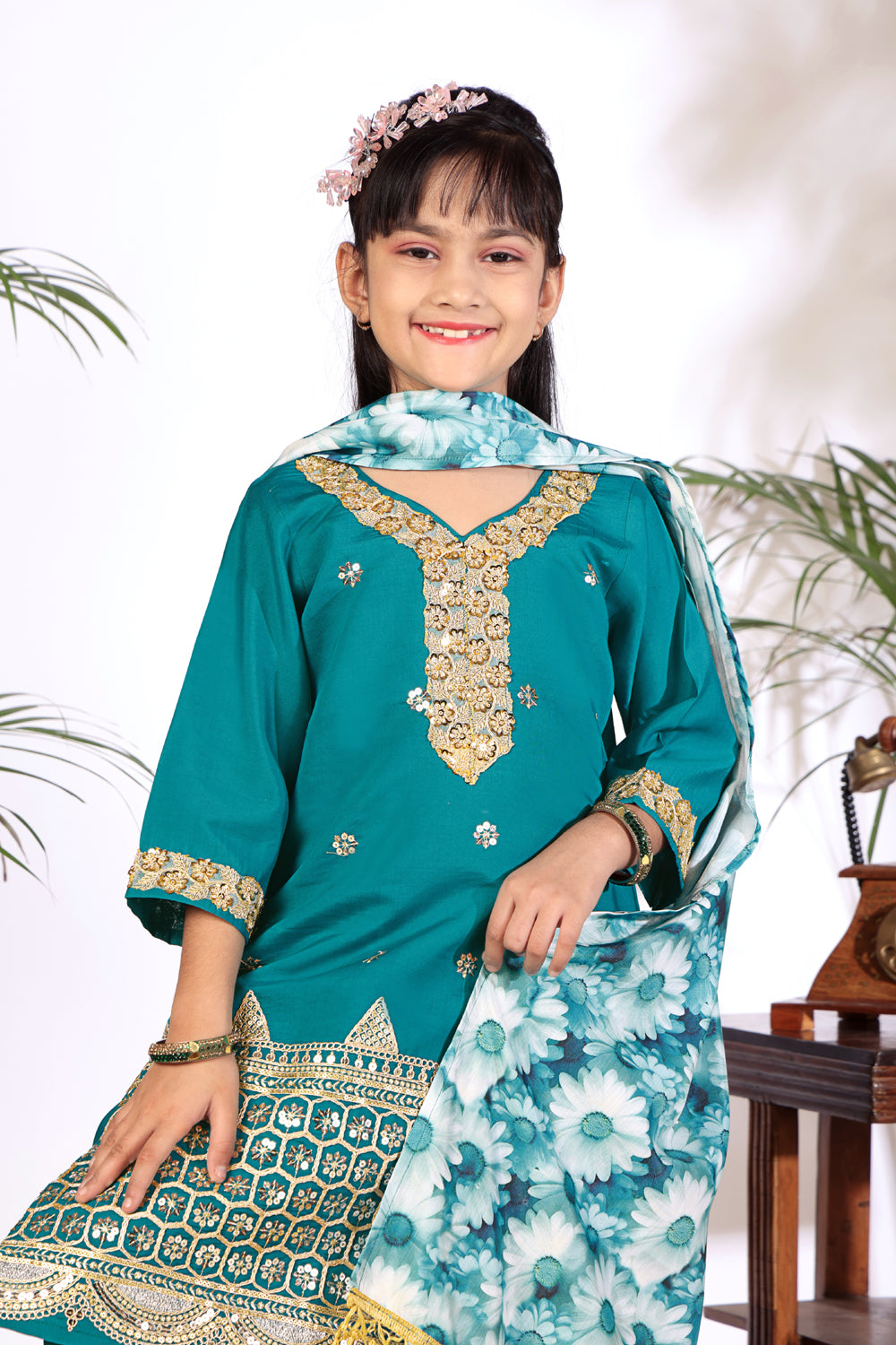 Girls Kurta Patiala Set with Dupatta – Designer Ethnic Wear for Kids Festive, Wedding & Party Outfit
