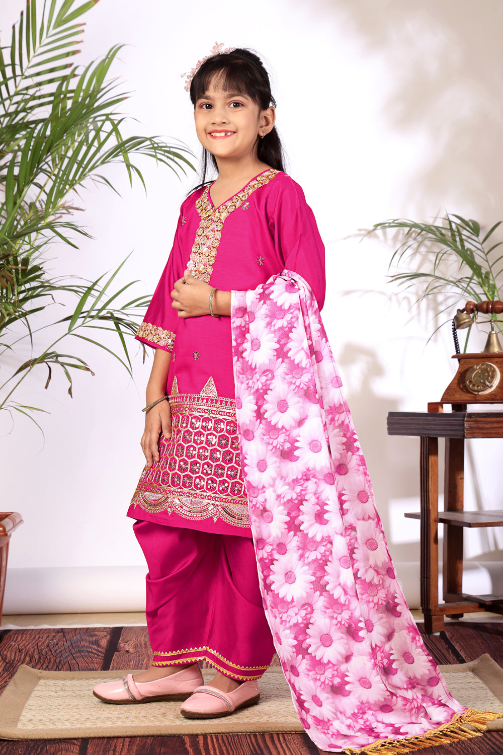 Girls Kurta Patiala Set with Dupatta – Designer Ethnic Wear for Kids Festive, Wedding & Party Outfit