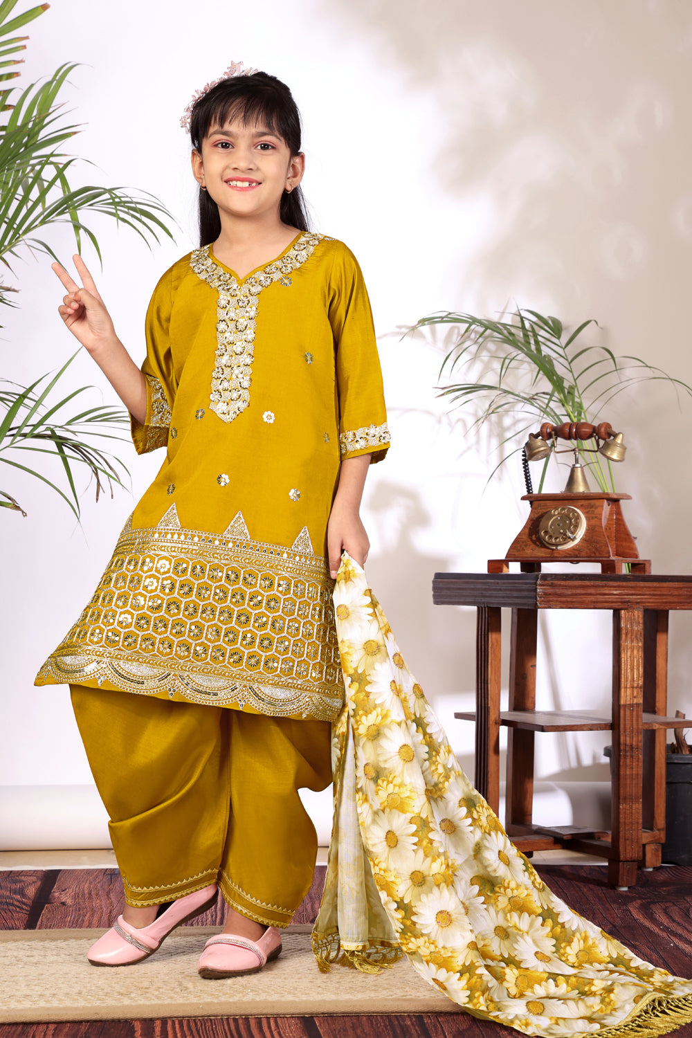 Girls Kurta Patiala Set with Dupatta – Designer Ethnic Wear for Kids Festive, Wedding & Party Outfit
