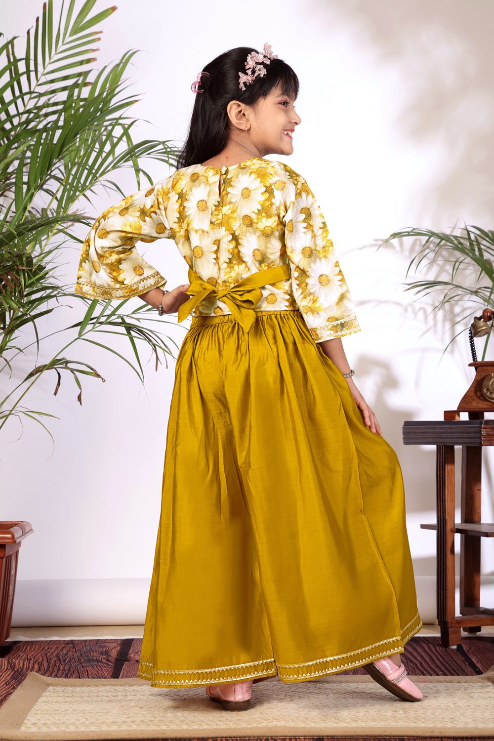 Girls Crop Top Palazzo Set – Designer Kids Ethnic Co-Ord Outfit for Festive, Wedding & Party Wear