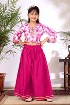 Girls Crop Top Palazzo Set – Designer Kids Ethnic Co-Ord Outfit for Festive, Wedding & Party Wear