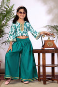 Girls Crop Top Palazzo Set – Designer Kids Ethnic Co-Ord Outfit for Festive, Wedding & Party Wear