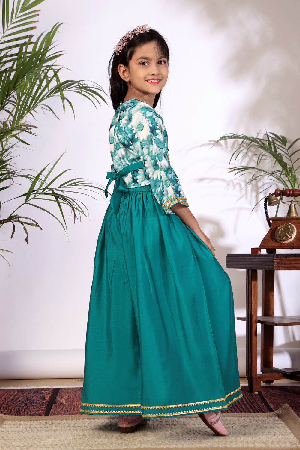 Girls Crop Top Palazzo Set – Designer Kids Ethnic Co-Ord Outfit for Festive, Wedding & Party Wear