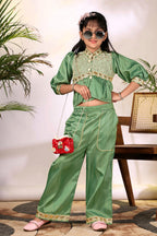 Girls Ethnic Co-Ord Set with Embroidered Jacket Style Top & Palazzo Pants – Kids Festive & Party Wear Outfit