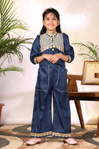 Girls Ethnic Co-Ord Set with Embroidered Jacket Style Top & Palazzo Pants – Kids Festive & Party Wear Outfit