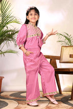 Girls Ethnic Co-Ord Set with Embroidered Jacket Style Top & Palazzo Pants – Kids Festive & Party Wear Outfit